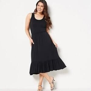 Jason Wu Sleeveless Knit Ruffle Smocked Side Midi Dress Size Medium